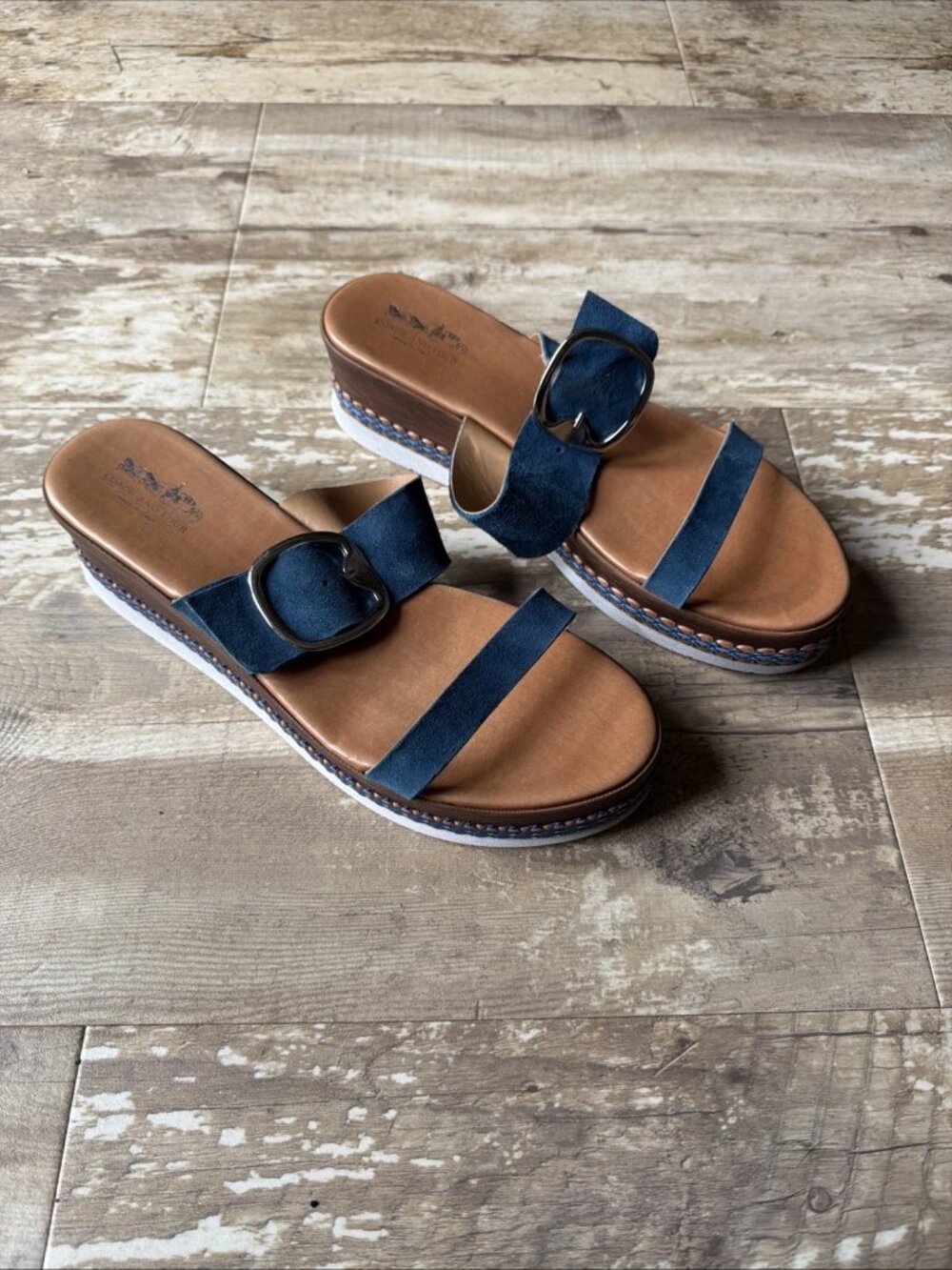 COACH AND FOUR Blue Leather Sandals Resortwear Travel Women’s 11